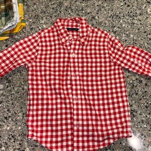 Janie and Jack Red Plaid Button Down Shirt